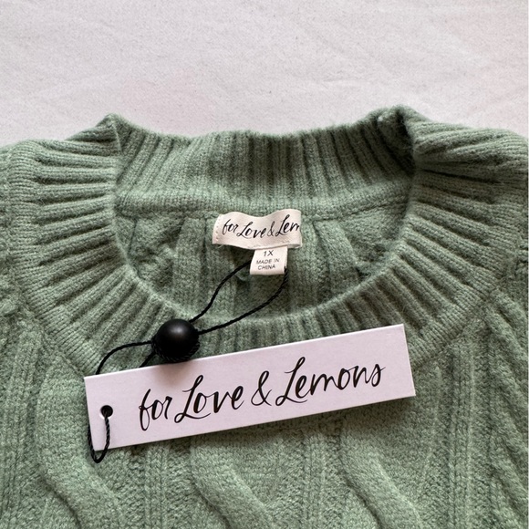 For Love & Lemons NWT Sydney Crop Sweater in Sage Sz 1X - Picture 8 of 12